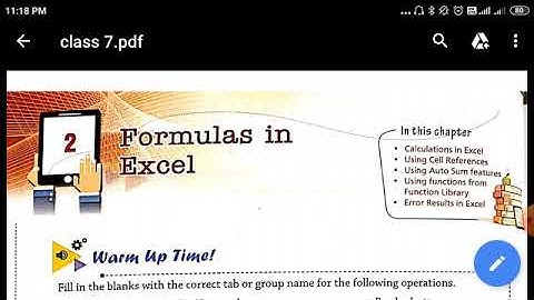 Class 7 - Computer - Chapter 2. Formulas in Excel - Part 1