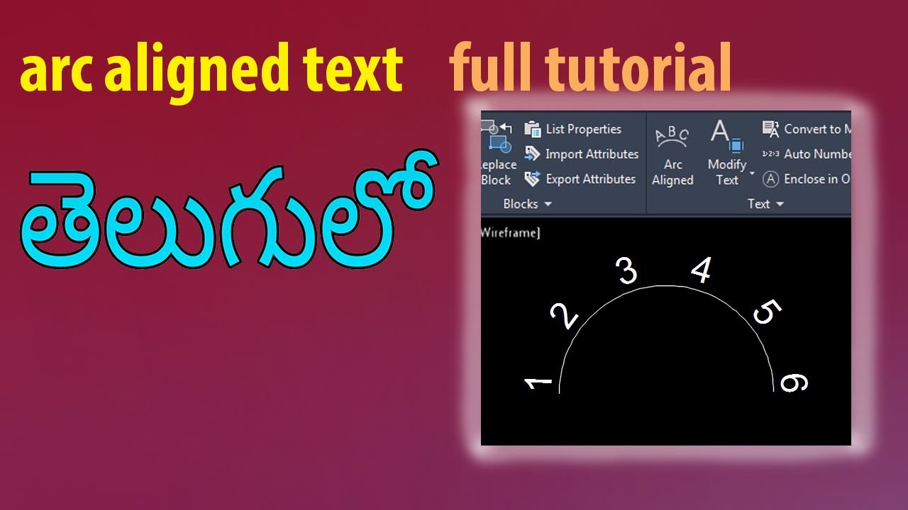 arc aligned text IN Autocad full tutorial in telugu - YouTube