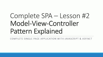 Complete SPA #2 - Model View Controller (MVC) Pattern Explained