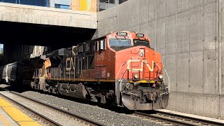 Union Pacific (GMGHIP) With 2 CN Units Empty Grain Train going By The Reno Amtrak Station in Reno NV