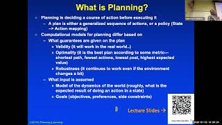 Lecture 2: Overview of Planning, Planning in Atomic States: STRIPS--PDDL planning