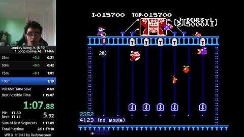 Donkey Kong Jr 1 Loop (Game A) Speedrun in 1:19.733