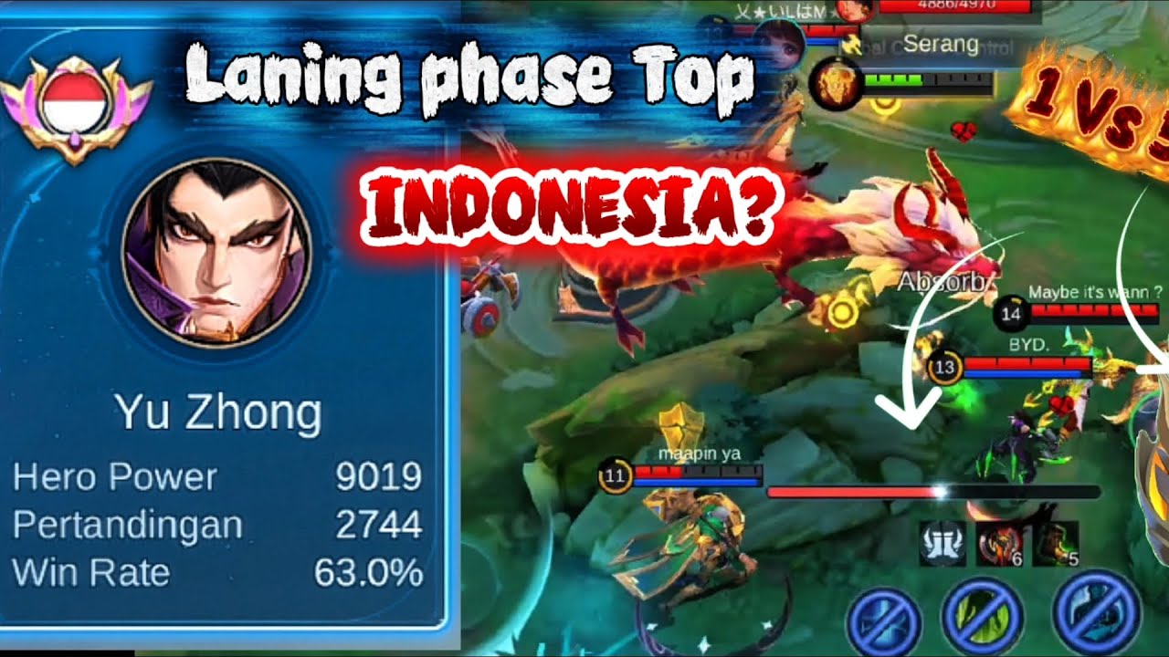 LANING PHASE YU ZHONG?? TOP INDONESIA 63%? + EMBLEM + BUILD 🔥!! PATCH TERBARU 🔥,