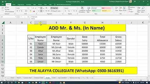 Add Mr. and Ms. in MS. Excel [Alayya Collegiate] #excel #exceltips