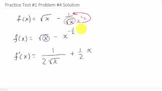 Derivative Practice Test #1 Problem #4 Solution