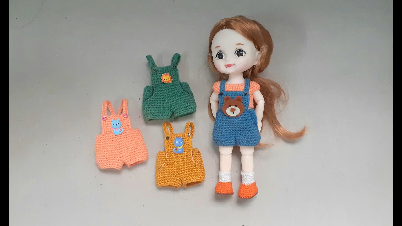 Móc quần yếm ngắn cho búp bê 1/8