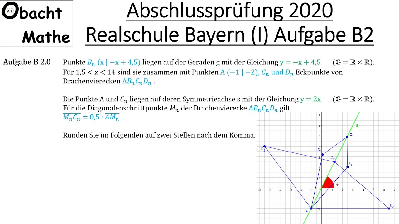 Abi 2020 Mathe Lösungen Abschlussprüfung Mathe 2020 Realschule Bayern (Gruppe 1) Aufgabe B2