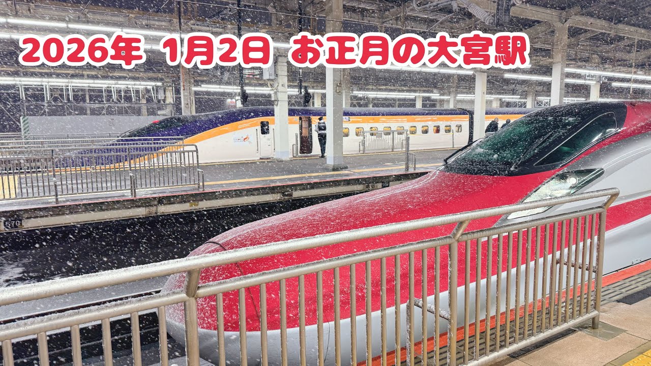 【突然の雪が降ってきた大宮駅❄️】#E2 #E5 #E6 #E7 #E8 #W7 #H5 #呪術廻戦ラッピング #新幹線 #shinkansen 