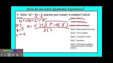 Quadratic Formula simplest radical form - Google Slides