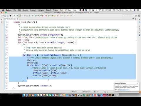 Latihan Bubble Sorting dengan tipedata Integer - Algoritma dan Pemrograman
