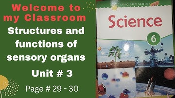Class 6 science - afaq series - unit 3 - structures and functions of sensory organs - lecture 3