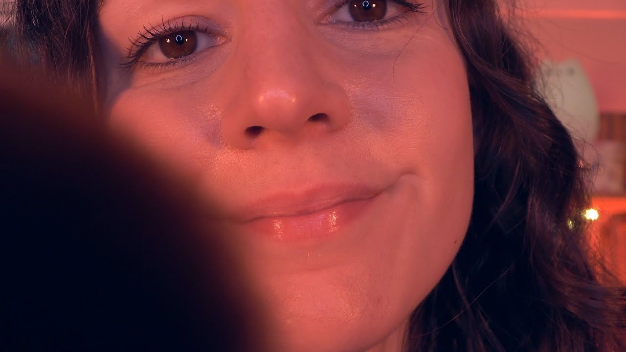 ASMR Face Brushing with Tongue Clicking