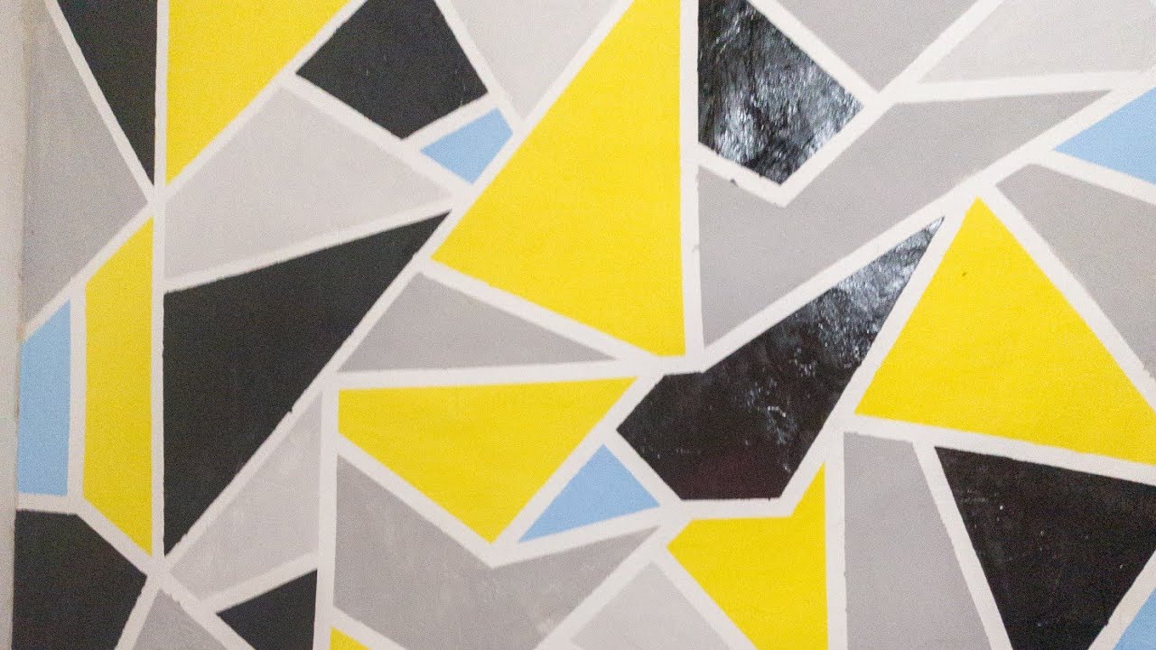 diy: Parede geométrica, amarelo, azul, preto e cinza - YouTube