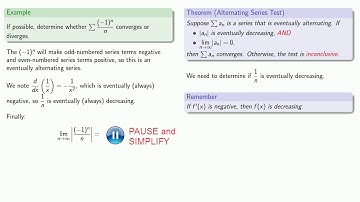 Series Convergence Tests:  The Alternating Series Test