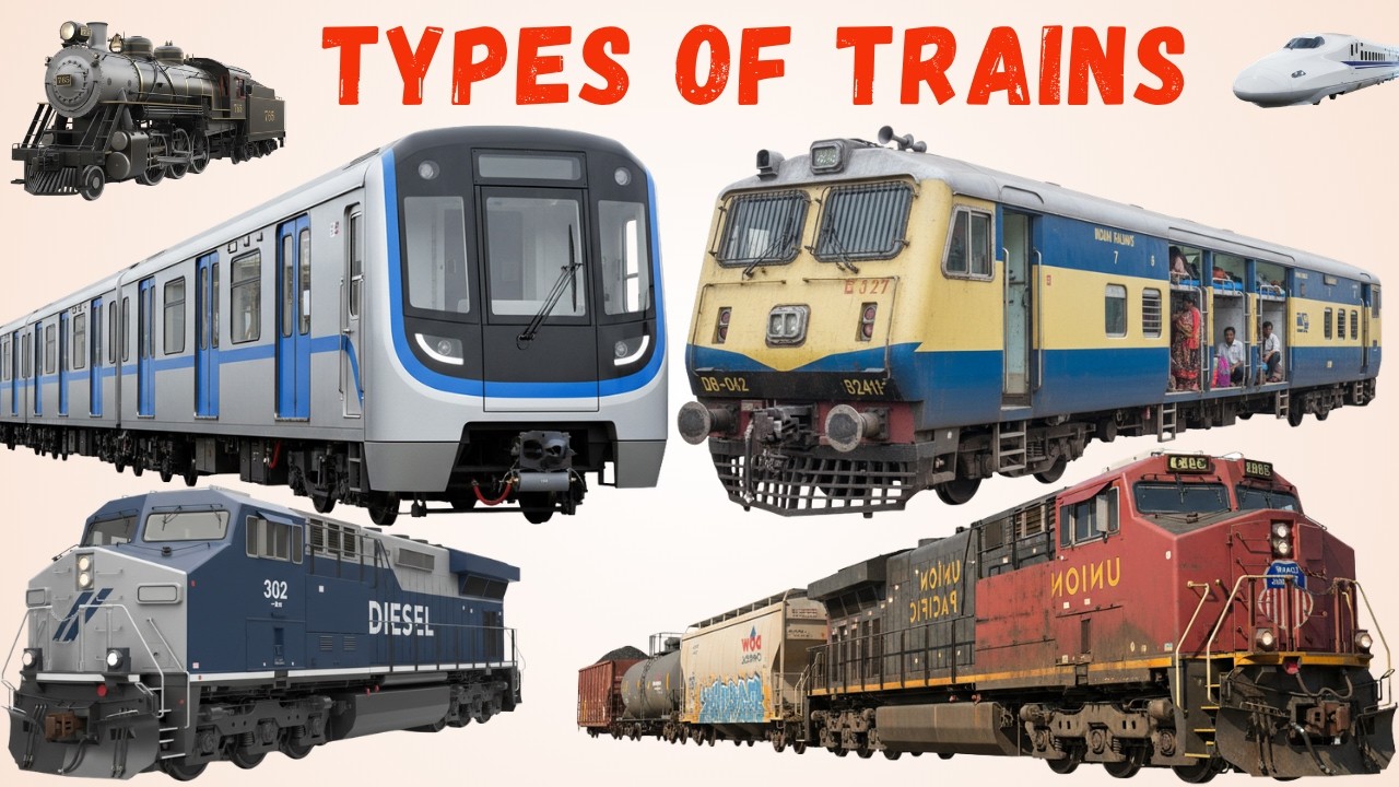 Train Names Examples Types of Trains Train Names for Kids Learn Railway Transport in English ...