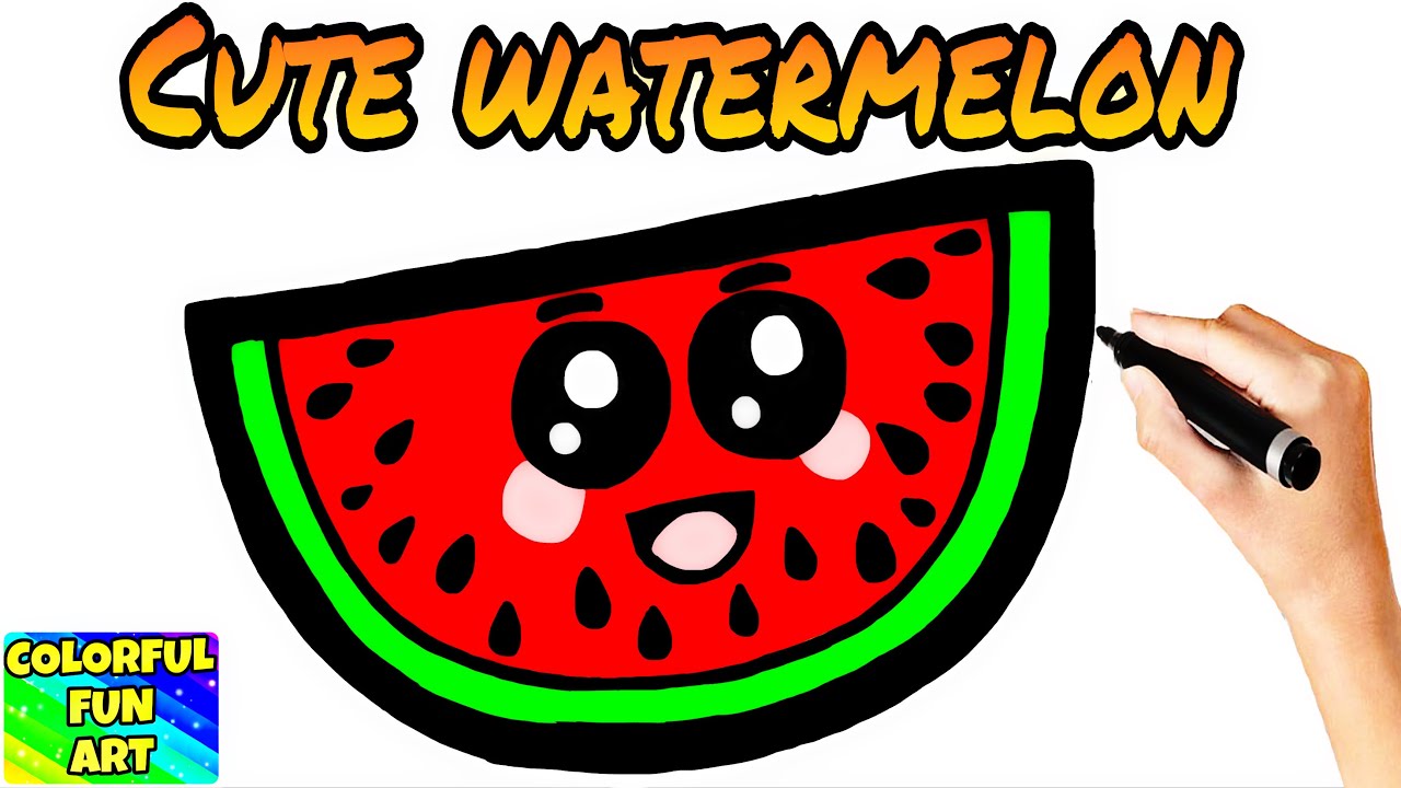 How To Draw Draw A Cute Watermelon Easy Happy Drawings