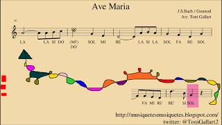 Miniatura del video "Ave Maria Bach/Gounod.  Partitura flauta, violín, oboe, fagot... + audio. NO melodía. C instruments."