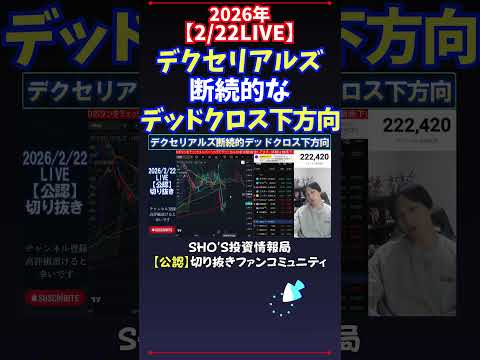 【2/22LIVE】デクセリアルズ断続的なデッドクロス下方向 #日経平均株価 #投資