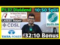 RVNL, CDSL, Suzlon Energy, Tata Power Stocks Declared High Dividend, Bonus &amp; Split