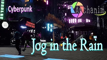 Jogging in the rain. Cyberpunk environment (UE5)