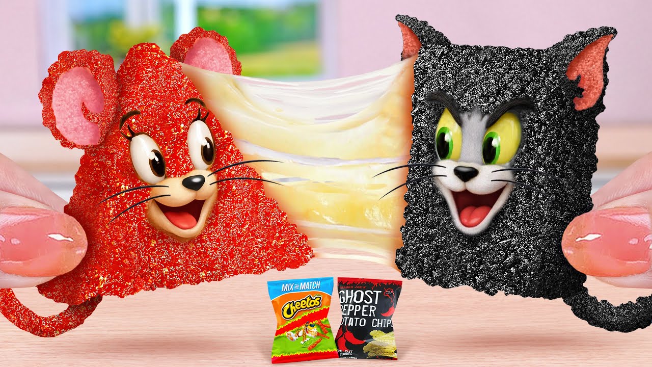 Tina Save The Shapes ✨  Tom & Jerry Shaped Cheetos Fried Triangle 🐭🐱 Tina Mini Cooking