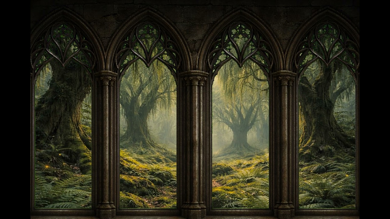 Elven Window|  Whispering Rain in the Willow Forest (2 Hours)