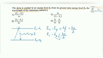 MDCAT 2016 MCQ: The value of wavelength of a photon when electron moves from E1 to Eo