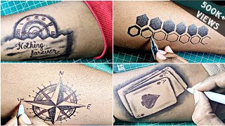 Ide Membuat Tato || Tato DIY di rumah || Ide Tato Temporer #tattooart
