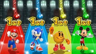 Mario Party 9 MiniGames  Mario Vs PacMan Vs Mickey Mouse Vs Sonic (Master Cpu)