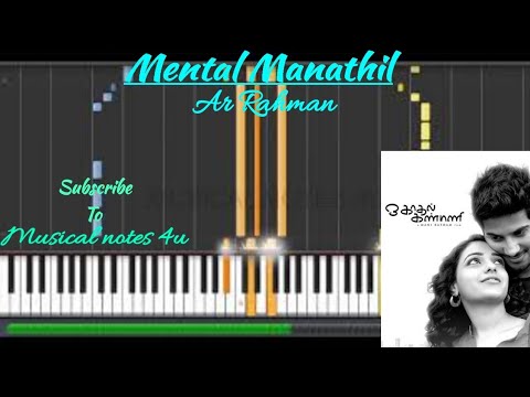 Mental Manathil piano notes  chord  Ar rahman  Musical notes 4u