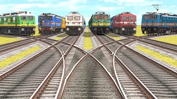 SIX TRAINS CROSSING ON BUMPY FORKED RAILROAD CROSSING - Train Simulator 2022 || #RailroadÇrossing