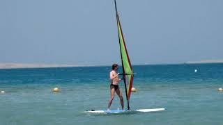 Hurghada, Egyptl; learning to wind-surf at the Hor Palace Hotel