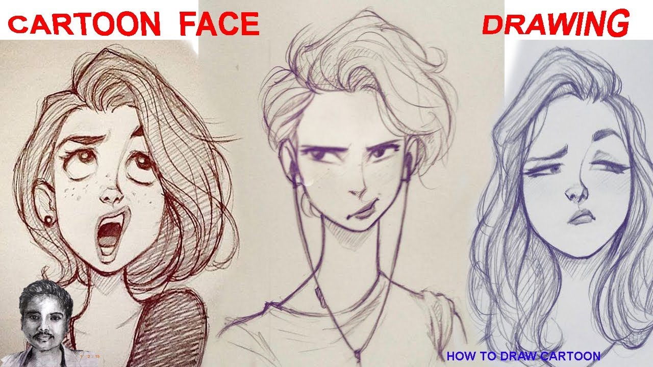 Cartoon Face Drawing Funny Beautiful Girl - YouTube