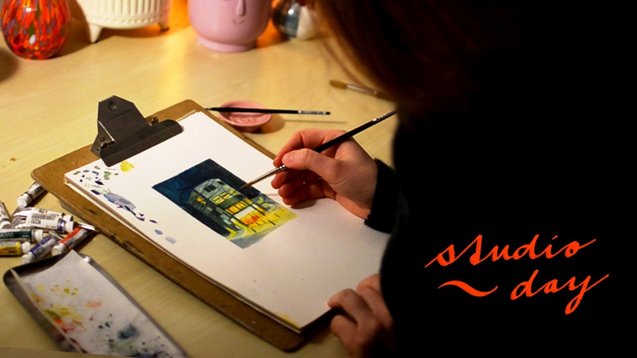Cozy day at art studio Learning to paint with watercolors - YouTube