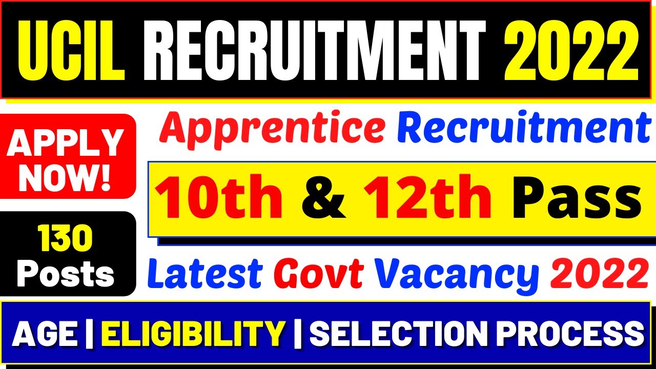 UCIL Recruitment 2022 | Apprentice Recruitment | 10th & 12th Pass Latest Vacancy | Complete Details