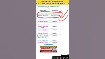 Download Polytechnic Entrance Exam Admit Card 2023 | Download Polytechnic Admit Card , #shorts