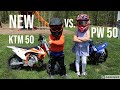 The kids get a new KTM 50 Mini dirt bike vs. Yamaha PW 50