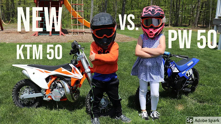 The kids get a new KTM 50 Mini dirt bike vs. Yamah...