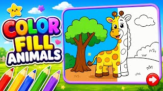 Cute Baby Giraffe Coloring Book Game | Fun Kids Coloring Video | Learn Colors for Toddlers screenshot 4