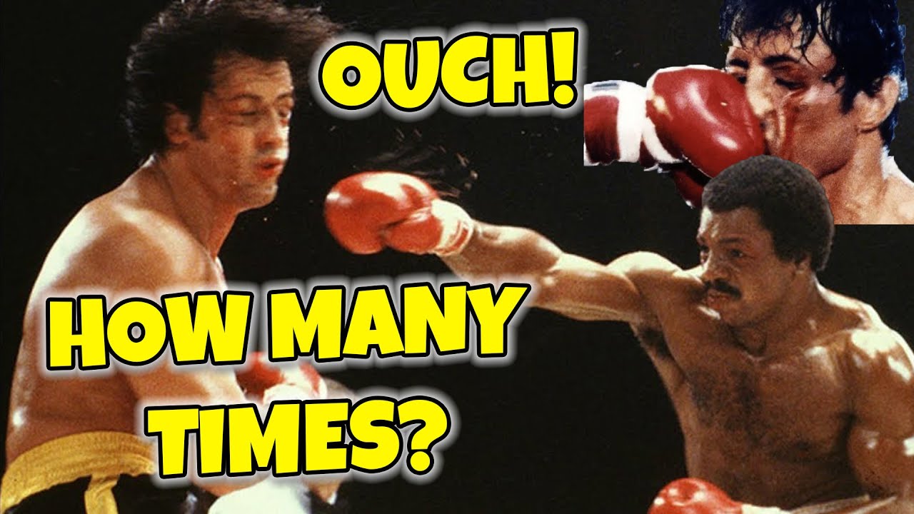 How many times does Rocky get hit in the face?