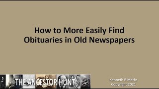 How to More Easily Find Obituaries in Old Newspapers