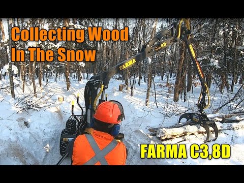 #256 Collecting Wood - Farma 3.8 Log Trailer In The Snow