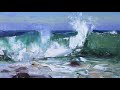 PORTRAIT OF A WAVE - Capturing Moving Surf at the Beach, with Oil Paint and a Palette knife!