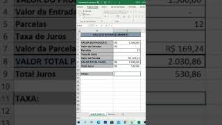 Taxa de Juros no Excel. #excel #ExcelEmpresarial #empreendedor