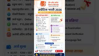 Bank of Baroda Apprentice Bharti 2026 #govtjobs2026 #govtjobs2026 #bobrecruitment2026 #bob #bankjob