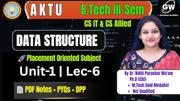 Data Structure Unit-1 Lec-6 I By Dr. Nidhi Parashar Ma