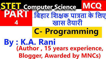 C Programming Question for STET exam STET Computer Science MCQ Questions  Part 4