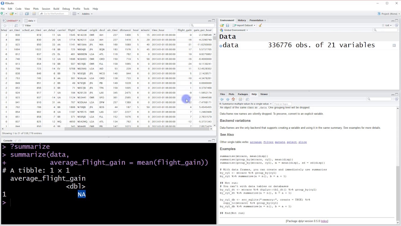 dplyr summarize sum values