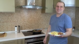 Жареная картошка на кроличьем жире с мясом кролика Жареная картошка на кроличьем жире с мясом кролика