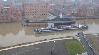 New (Scale Lane)  Bridge in Hull open to let a barge go through